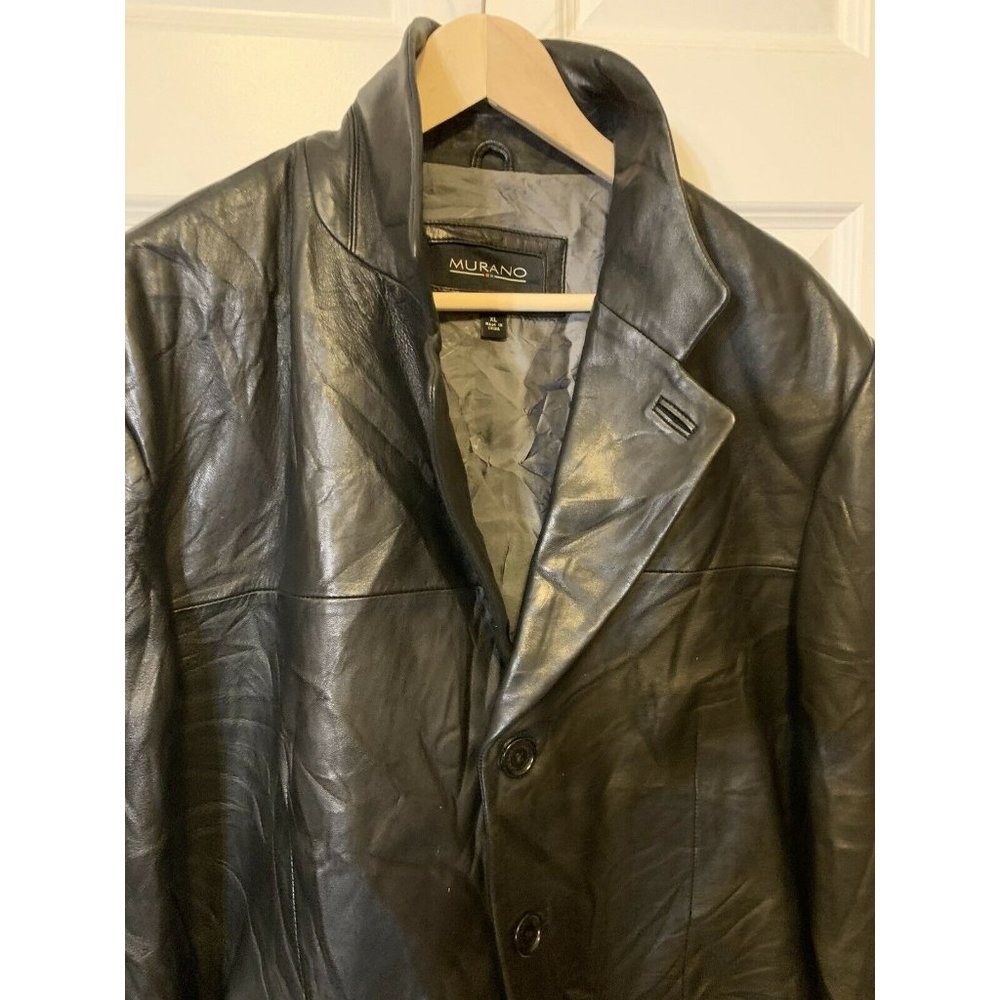 MURANO Men’s Sz XL‎ Black Leather Jacket Lamb Skin
